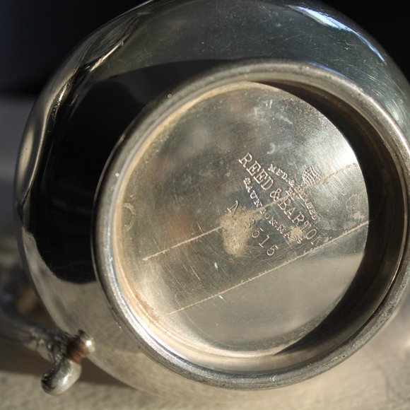 [VIKING PLATE / REED & BARTON] Vintage Silver Pumpkin Tea Set (3 pcs.) - Picture 13 of 15